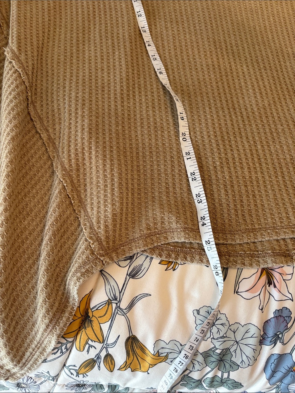 We The Free Waffle Knit V-Neck Long Sleeve Top in Taupe - Picture 8 of 8